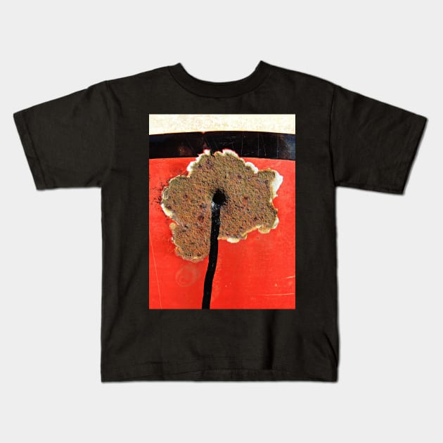 Rust Flower With Black Stalk Kids T-Shirt by AlexaZari